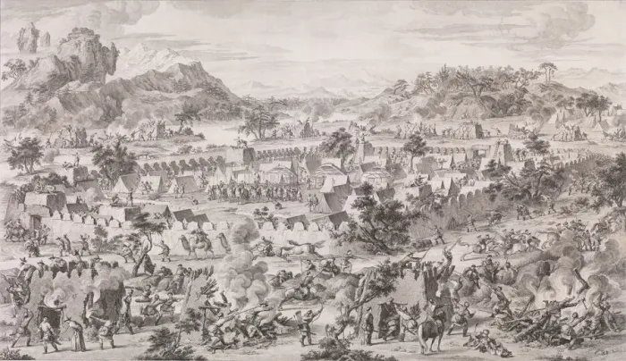 Framed Print : The Battle of Tonguzluq, 1773. Creator: Augustin de Saint-Aubin
