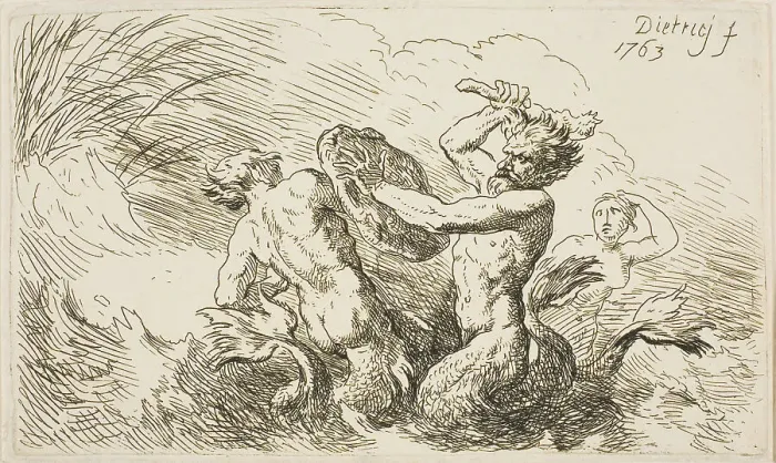 Framed Print : Battle of the Tritons, 1763. Creator: Christian Wilhelm Ernst Dietrich Framed Print : Battle of the Tritons, 1763. Creator: Christian Wilhelm Ernst Dietrich