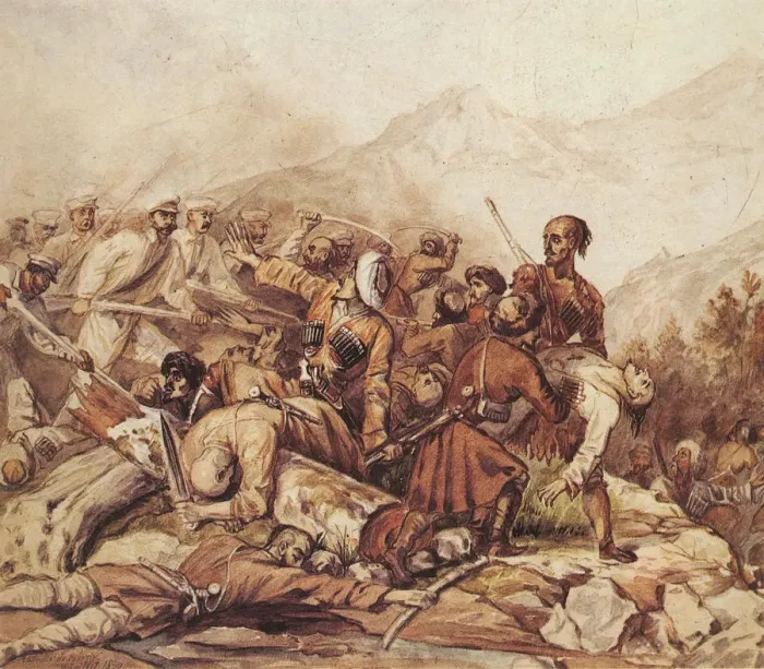 Framed Print : The battle of the Valerik River on July 11, 1840, 1840. Artist: Lermontov, Mikhail Yuryevich (1814-1841) Framed Print : The battle of the Valerik River on July 11, 1840, 1840. Artist: Lermontov, Mikhail Yuryevich (1814-1841)