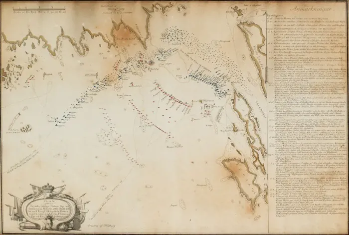 Framed Print : The Battle of Viborg Bay, 1790 (Map), 1790. Artist: Gillberg, Jacob (1724-1793) Framed Print : The Battle of Viborg Bay, 1790 (Map), 1790. Artist: Gillberg, Jacob (1724-1793)