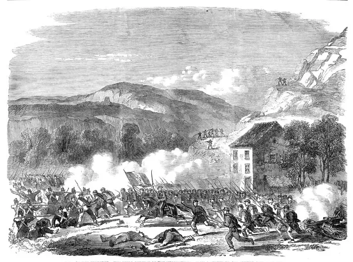 Framed Print : The Battle on the Volturno - the final repulse of the Neapolitans... 1860. Creator: Unknown Framed Print : The Battle on the Volturno - the final repulse of the Neapolitans... 1860. Creator: Unknown