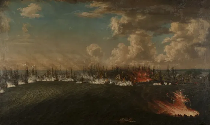 Framed Print : The Battle of Vyborg Bay on July 3, 1790, 1791. Creator: Schoultz, Johan Tietrich (1754-1807) Framed Print : The Battle of Vyborg Bay on July 3, 1790, 1791. Creator: Schoultz, Johan Tietrich (1754-1807)