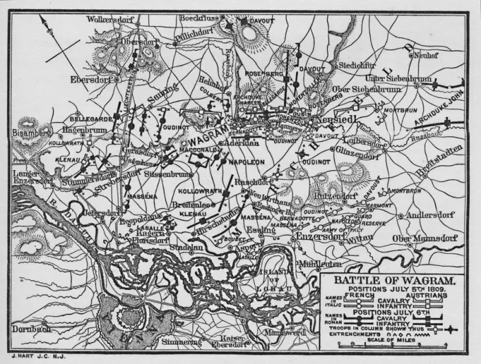 Framed Print : Battle of Wagram, positions July 5th 1809, (1896) Framed Print : Battle of Wagram, positions July 5th 1809, (1896)