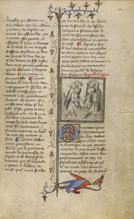 Framed Print : A Battle between Wankelin de Ferreres and Hugo de Montfort; Chronique de Normandie, about 1400-1415. Creator: Unknown Framed Print : A Battle between Wankelin de Ferreres and Hugo de Montfort; Chronique de Normandie, about 1400-1415. Creator: Unknown