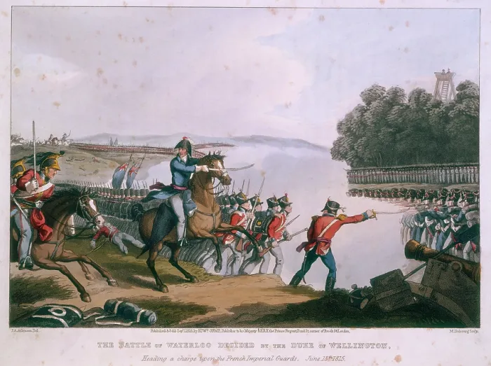 Framed Print : The Battle of Waterloo decided by the Duke of Wellington... 1819. Creator: Matthew Dubourg. The Battle of Waterloo decided by the Duke of Wellington... 1819 Framed Print : The Battle of Waterloo decided by the Duke of Wellington... 1819. Creator: Matthew Dubourg. The Battle of Waterloo decided by the Duke of Wellington... 1819