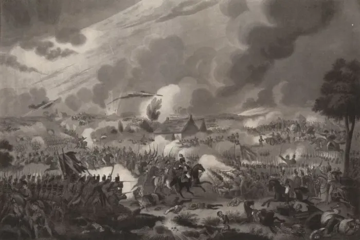 Framed Print : The Battle of Waterloo, June 18, 1815, 1817 (1909). Artist: Richard Gibson Reeve Framed Print : The Battle of Waterloo, June 18, 1815, 1817 (1909). Artist: Richard Gibson Reeve