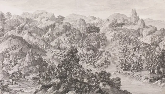 Framed Print : The Battle of Yesil-kol-nor, 1772. Creators: Charles Nicolas Cochin Framed Print : The Battle of Yesil-kol-nor, 1772. Creators: Charles Nicolas Cochin