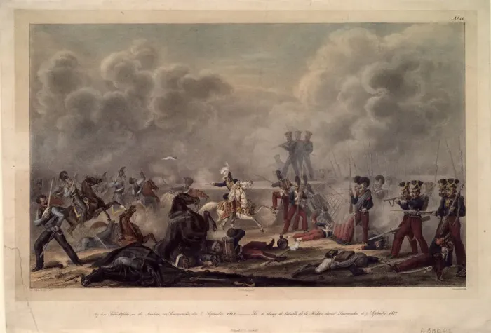Framed Print : On the battlefield of Borodino before the village Semenovsky, 1820s. Artist: Faber du Faur Framed Print : On the battlefield of Borodino before the village Semenovsky, 1820s. Artist: Faber du Faur
