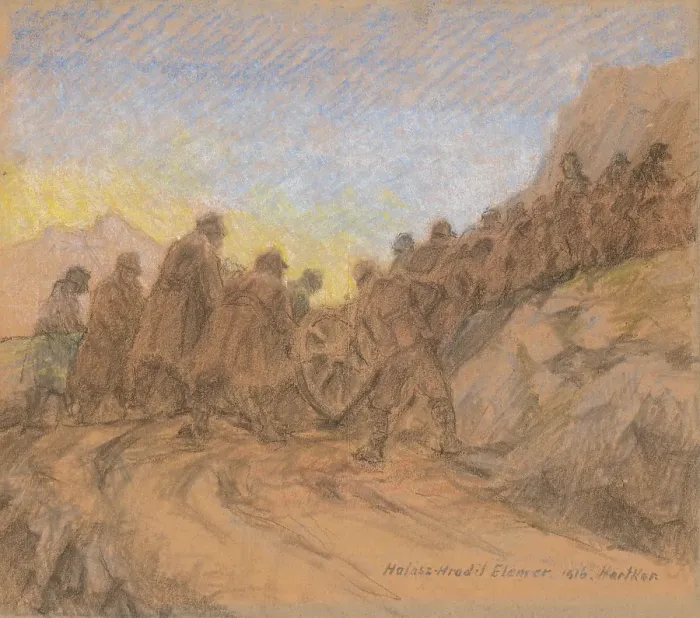 Framed Print : Battlefield on Hartkar, 1916. Creator: Elemir Halasz-Hradil Framed Print : Battlefield on Hartkar, 1916. Creator: Elemir Halasz-Hradil