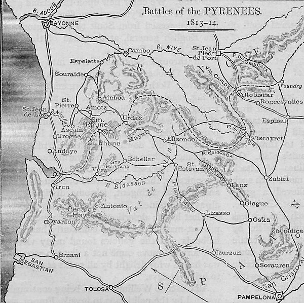 Battles of the Pyrenees: Sketch Map, 1902
