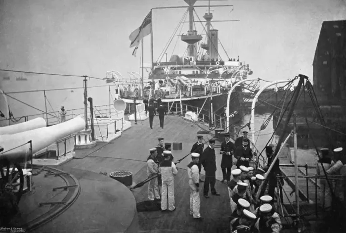 Framed Print : The battleship HMS Resolution, Portsmouth, Hampshire, 1896. Artist: Gregory & Co Framed Print : The battleship HMS Resolution, Portsmouth, Hampshire, 1896. Artist: Gregory & Co