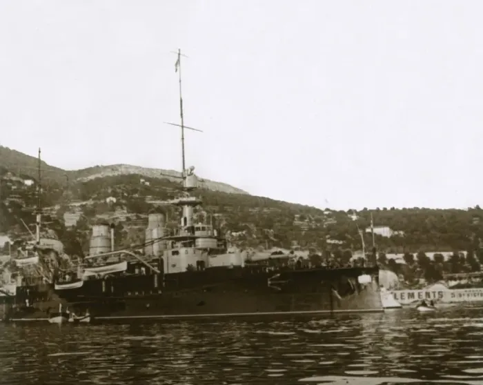 Framed Print : Battleship at Villefranche, France, c1914-c1918 Framed Print : Battleship at Villefranche, France, c1914-c1918