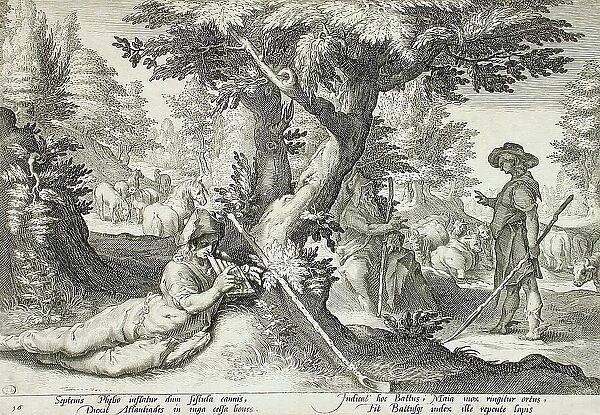 Battus Changed into a Stone, published 1590. Creator: Hendrik Goltzius