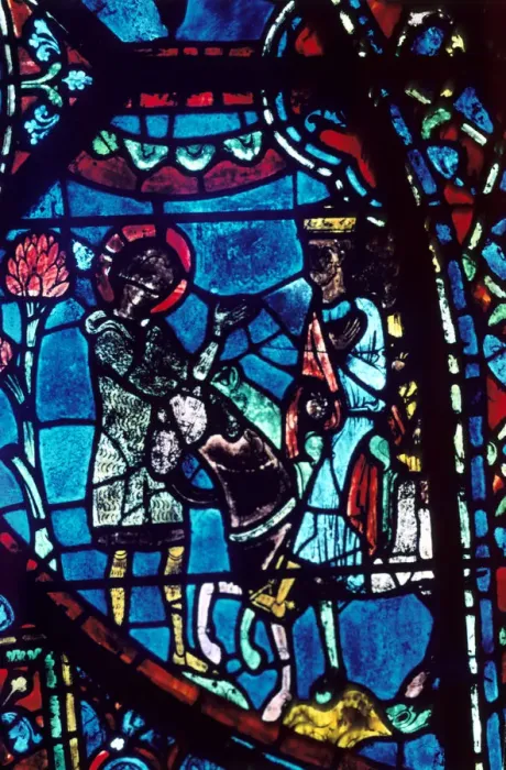 Framed Print : Baudoin tells Charlemagne of the death of Roland, stained glass, Chartres Cathedral, 1194-1260 Framed Print : Baudoin tells Charlemagne of the death of Roland, stained glass, Chartres Cathedral, 1194-1260