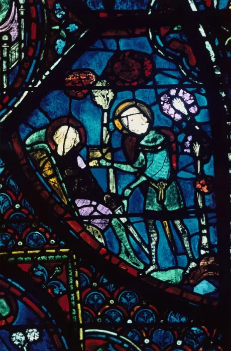 Framed Print : Baudoin tends the dying Roland, stained glass, Chartres Cathedral, France, 1194-1260 Framed Print : Baudoin tends the dying Roland, stained glass, Chartres Cathedral, France, 1194-1260