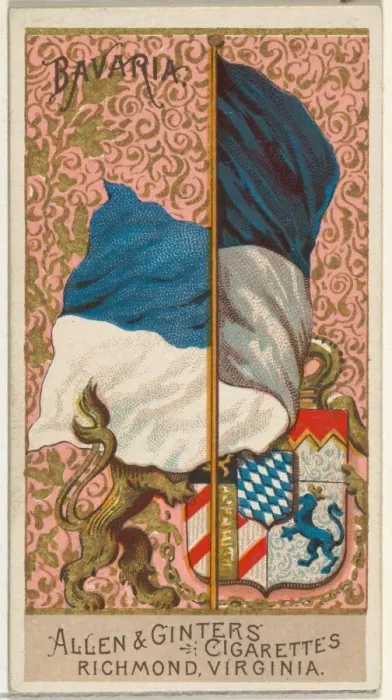 Framed Print : Bavaria, from Flags of All Nations, Series 2 (N10) for Allen & Framed Print : Bavaria, from Flags of All Nations, Series 2 (N10) for Allen &
