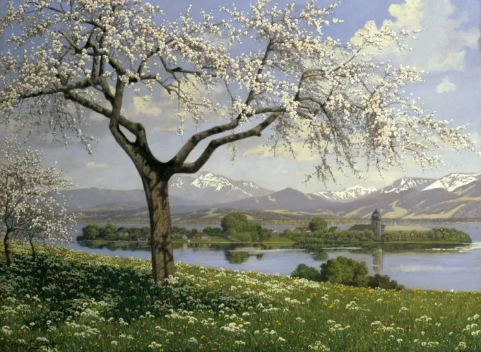 Framed Print : Bavarian Landscape in Spring, Philipp Graf, 20th century. Artist: Philipp Graf Framed Print : Bavarian Landscape in Spring, Philipp Graf, 20th century. Artist: Philipp Graf
