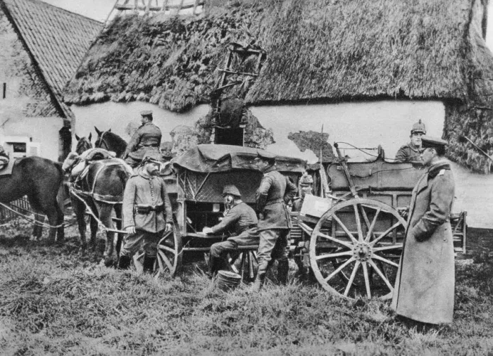 Framed Print : Bavarian mobile field telephone unit, World War I, 1915 Framed Print : Bavarian mobile field telephone unit, World War I, 1915