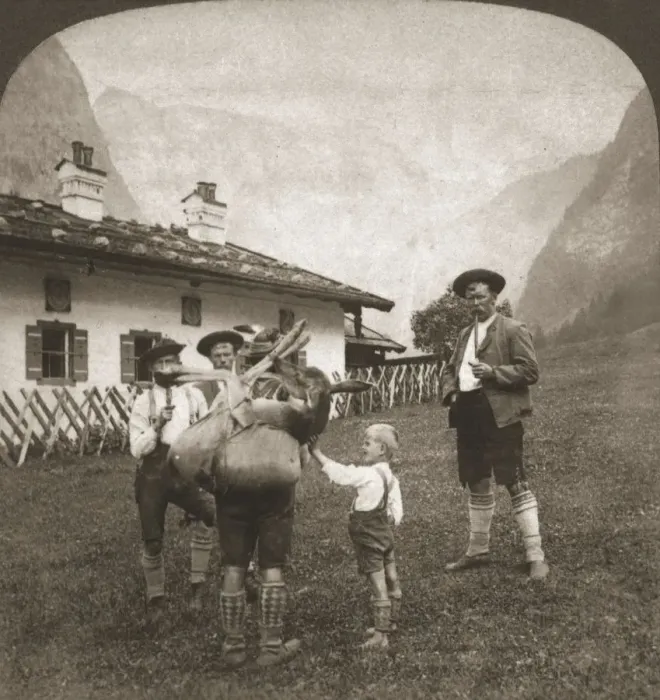 Framed Print : Bavarian Mountaineers, Germany, 1898. Creator: Works and Sun Sculpture Studios Framed Print : Bavarian Mountaineers, Germany, 1898. Creator: Works and Sun Sculpture Studios
