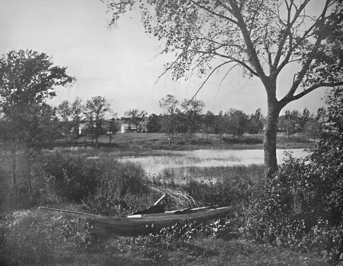 Framed Print : A Bay in Lac la Belle, Oconomowoc, c1897. Creator: Unknown Framed Print : A Bay in Lac la Belle, Oconomowoc, c1897. Creator: Unknown