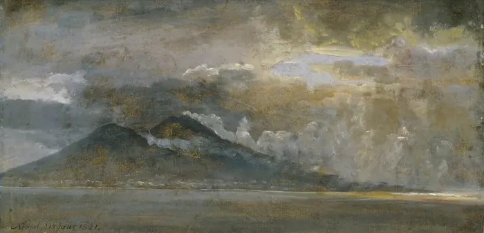 Framed Print : The Bay of Naples with Vesuvius, 1821. Creator: Johan Christian Dahl Framed Print : The Bay of Naples with Vesuvius, 1821. Creator: Johan Christian Dahl