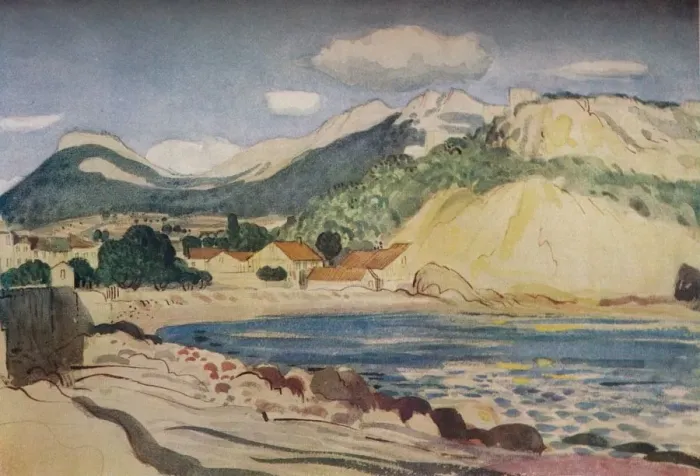 Framed Print : Bay in the South of France, 1931. Artist: Derwent Lees Framed Print : Bay in the South of France, 1931. Artist: Derwent Lees