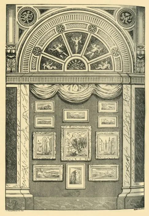 Framed Print : One Bay of the Water-Colour Galleries, 1860s, (1881). Creator: A Reid Framed Print : One Bay of the Water-Colour Galleries, 1860s, (1881). Creator: A Reid