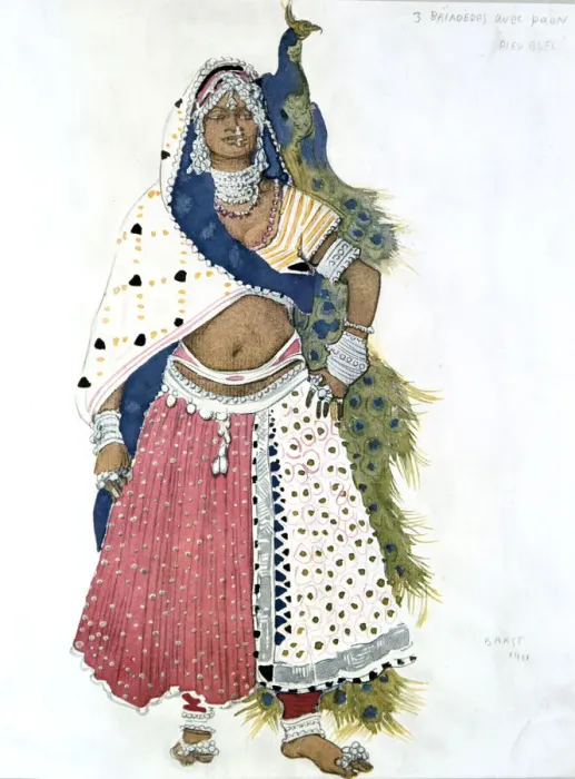 Framed Print : Bayadere with Peacock, ballet costume design, 1911. Artist: Leon Bakst Framed Print : Bayadere with Peacock, ballet costume design, 1911. Artist: Leon Bakst