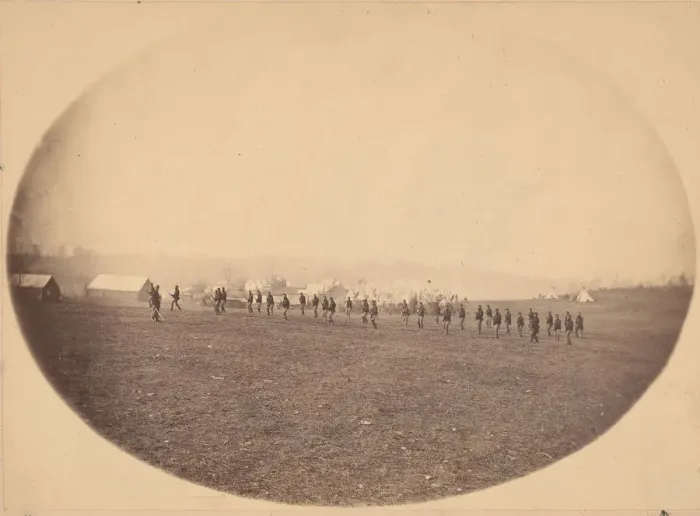 Framed Print : [Bayonet Drill], ca. 1863. Creator: Egbert Guy Fowx