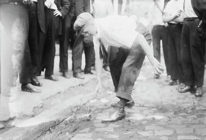 Framed Print : Bayonne picking up stones, between c1910 and c1915. Creator: Bain News Service Framed Print : Bayonne picking up stones, between c1910 and c1915. Creator: Bain News Service