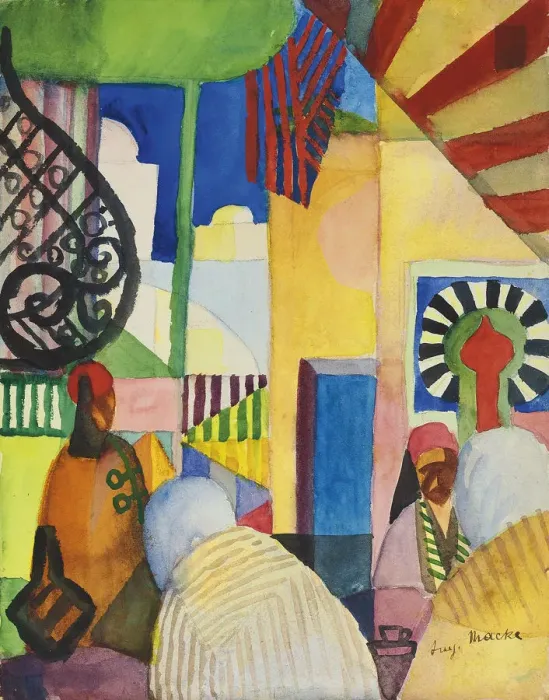 Framed Print : Bazaar, 1914. Artist: Macke, August (1887-1914) Framed Print : Bazaar, 1914. Artist: Macke, August (1887-1914)