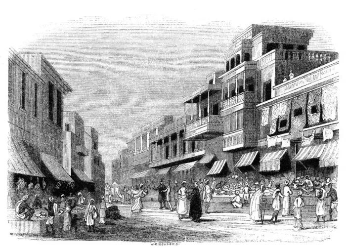 Framed Print : Bazaar in Bombay, India, 1847. Artist: Kirchner Framed Print : Bazaar in Bombay, India, 1847. Artist: Kirchner