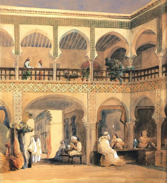Framed Print : Bazaar in Orleans, 1840s. Artist: Theodore Chasseriau Framed Print : Bazaar in Orleans, 1840s. Artist: Theodore Chasseriau