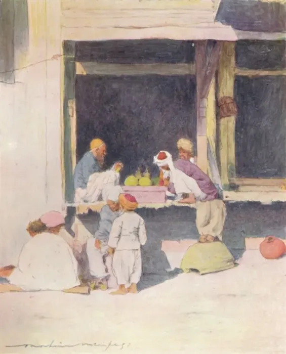 Framed Print : A Bazaar at Peshawur, 1905. Artist: Mortimer Luddington Menpes Framed Print : A Bazaar at Peshawur, 1905. Artist: Mortimer Luddington Menpes