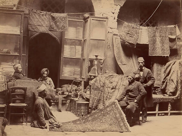 Bazaar, Rug Merchants, 1870s. Creator: Unknown