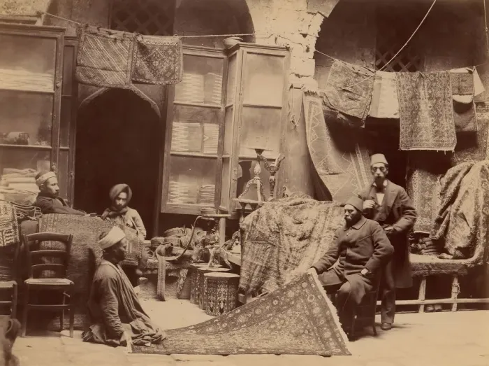 Framed Print : Bazaar, Rug Merchants, 1870s. Creator: Unknown