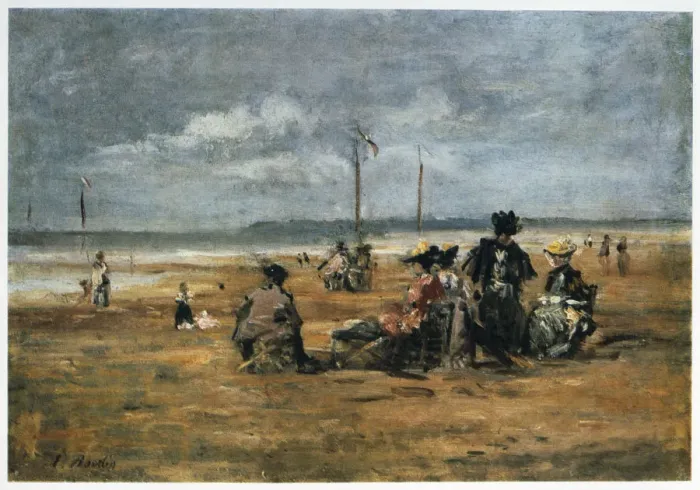 Framed Print : On the Beach, 1880. Artist: Eugene Louis Boudin Framed Print : On the Beach, 1880. Artist: Eugene Louis Boudin
