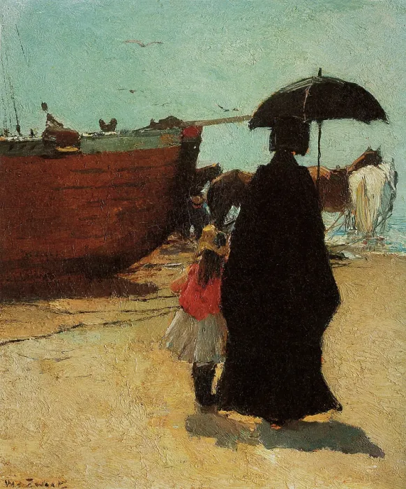 Framed Print : At the beach, 1886. Creator: Zwart, Willem de (862-1931) Framed Print : At the beach, 1886. Creator: Zwart, Willem de (862-1931)