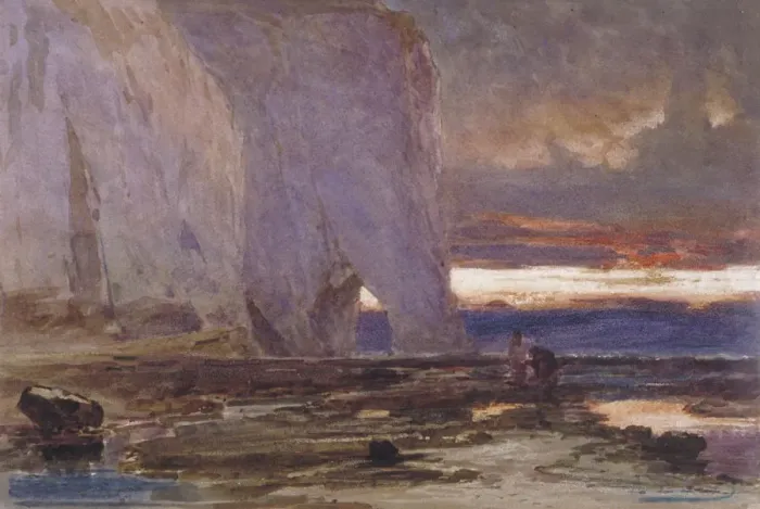 Framed Print : Beach and Cliffs, 19th century. Artist: Edwin Ellis Framed Print : Beach and Cliffs, 19th century. Artist: Edwin Ellis