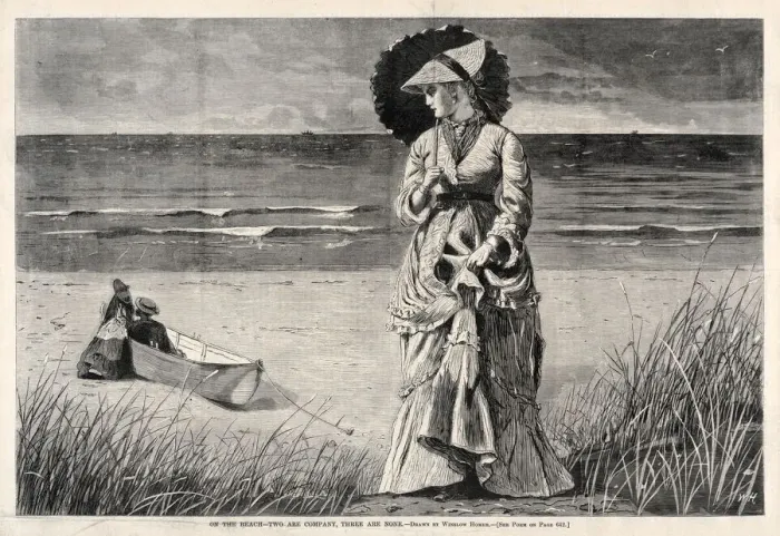 Framed Print : On the Beach - Two are Company, Three are None, 1872. Creator: Winslow Homer (American, 1836-1910) Framed Print : On the Beach - Two are Company, Three are None, 1872. Creator: Winslow Homer (American, 1836-1910)