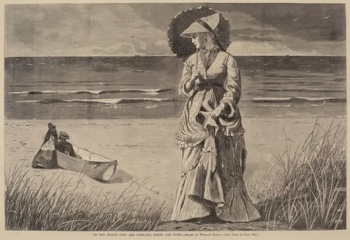 Framed Print : On the Beach - Two are Company, Three are None, published 1872. Creator: Winslow Homer Framed Print : On the Beach - Two are Company, Three are None, published 1872. Creator: Winslow Homer