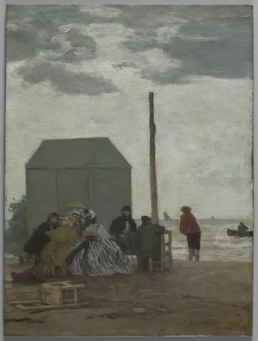 Framed Print : The Beach at Deauville, 1864. Creator: Eugene Boudin (French, 1824-1898) Framed Print : The Beach at Deauville, 1864. Creator: Eugene Boudin (French, 1824-1898)