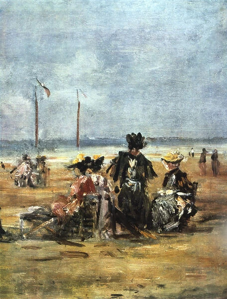 On the Beach, (detail), 1880. Artist: Eugene Louis Boudin