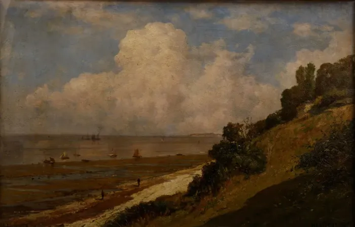 Framed Print : Beach at Honfleur, A hot day, 1876 Framed Print : Beach at Honfleur, A hot day, 1876