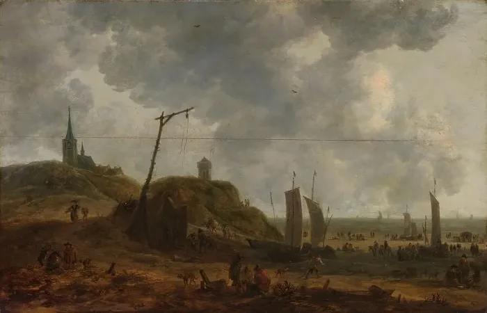 Framed Print : The Beach at Katwijk, 1650-1670. Creator: Adriaan van der Cabel Framed Print : The Beach at Katwijk, 1650-1670. Creator: Adriaan van der Cabel