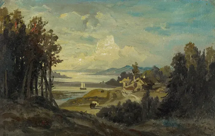 Framed Print : Beach landscape, 1870-1879. Creator: Johan Knutson Framed Print : Beach landscape, 1870-1879. Creator: Johan Knutson
