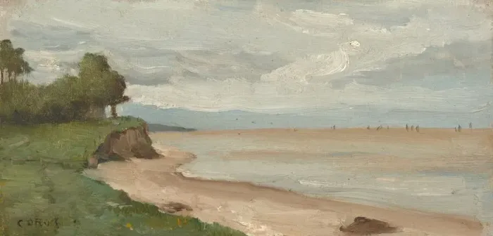 Framed Print : Beach near Etretat, c. 1872. Creator: Jean-Baptiste-Camille Corot Framed Print : Beach near Etretat, c. 1872. Creator: Jean-Baptiste-Camille Corot
