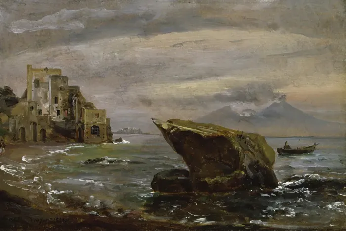 Framed Print : Beach near Posillipo, 1821. Creator: Johan Christian Dahl Framed Print : Beach near Posillipo, 1821. Creator: Johan Christian Dahl