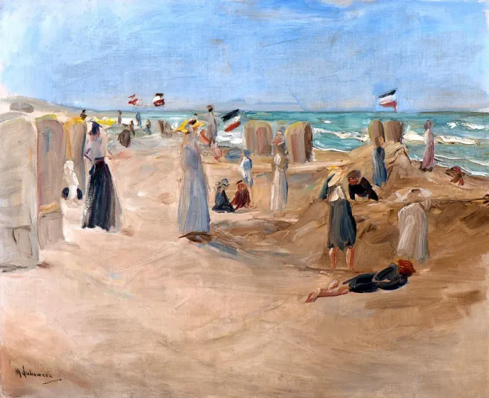 Framed Print : On the Beach at Noordwijk, 1908. Creator: Liebermann, Max (1847-1935) Framed Print : On the Beach at Noordwijk, 1908. Creator: Liebermann, Max (1847-1935)