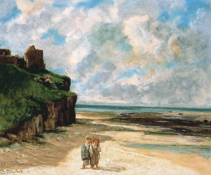 Framed Print : The Beach at Saint-Aubin-sur-Mer. Artist: Courbet, Gustave (1819-1877) Framed Print : The Beach at Saint-Aubin-sur-Mer. Artist: Courbet, Gustave (1819-1877)